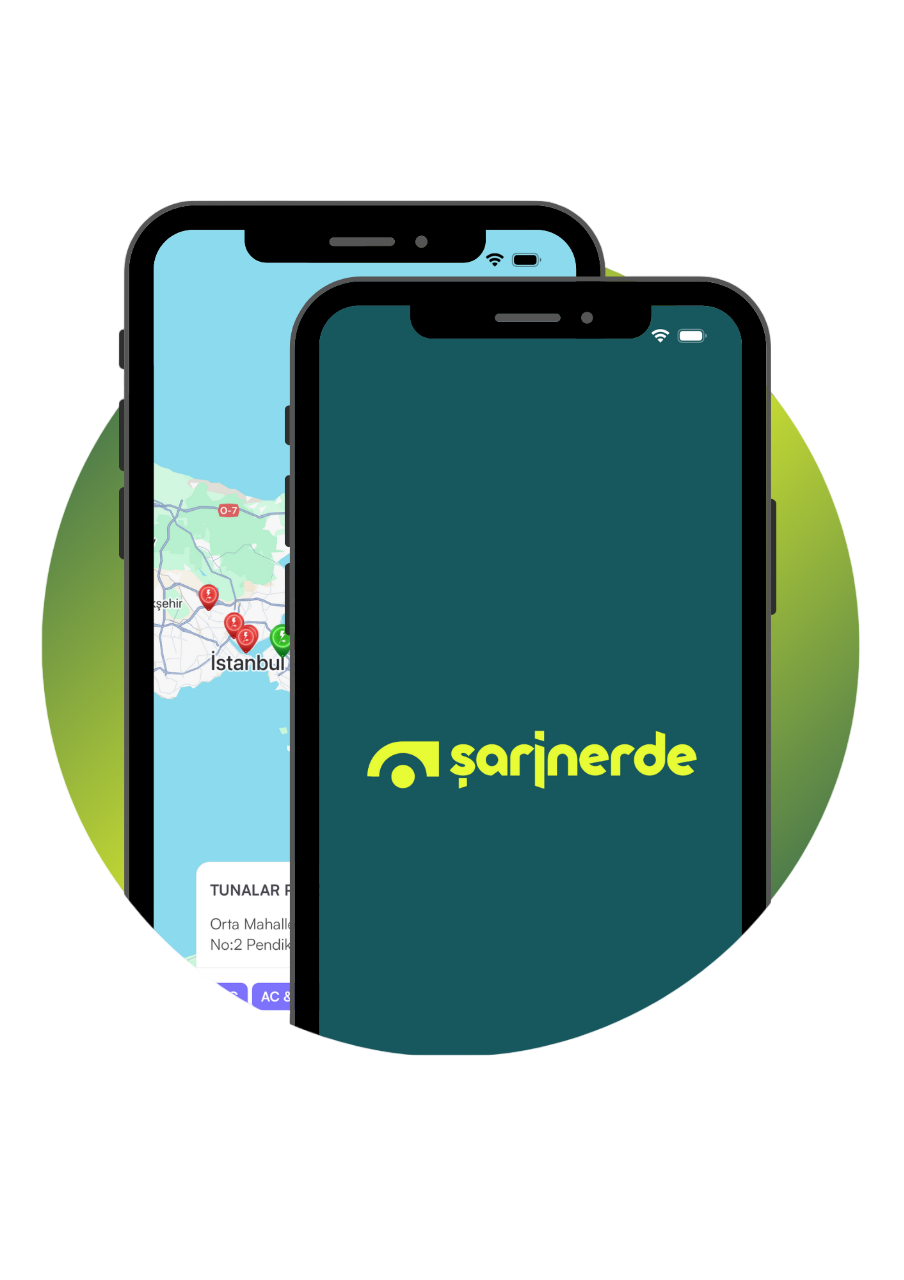 Şarjnerde Uygulaması - Harita ve Logo Ekranları